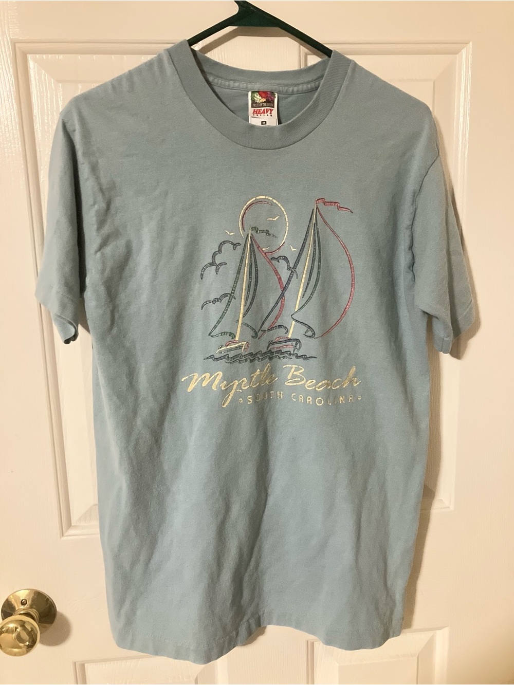 Fruit of the Loom Light Blue Myrtle Beach Sailboat Graphic Tee